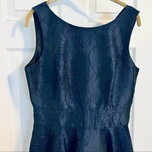 Badgley Mischka Navy Textured Fit-and-Flare Dress